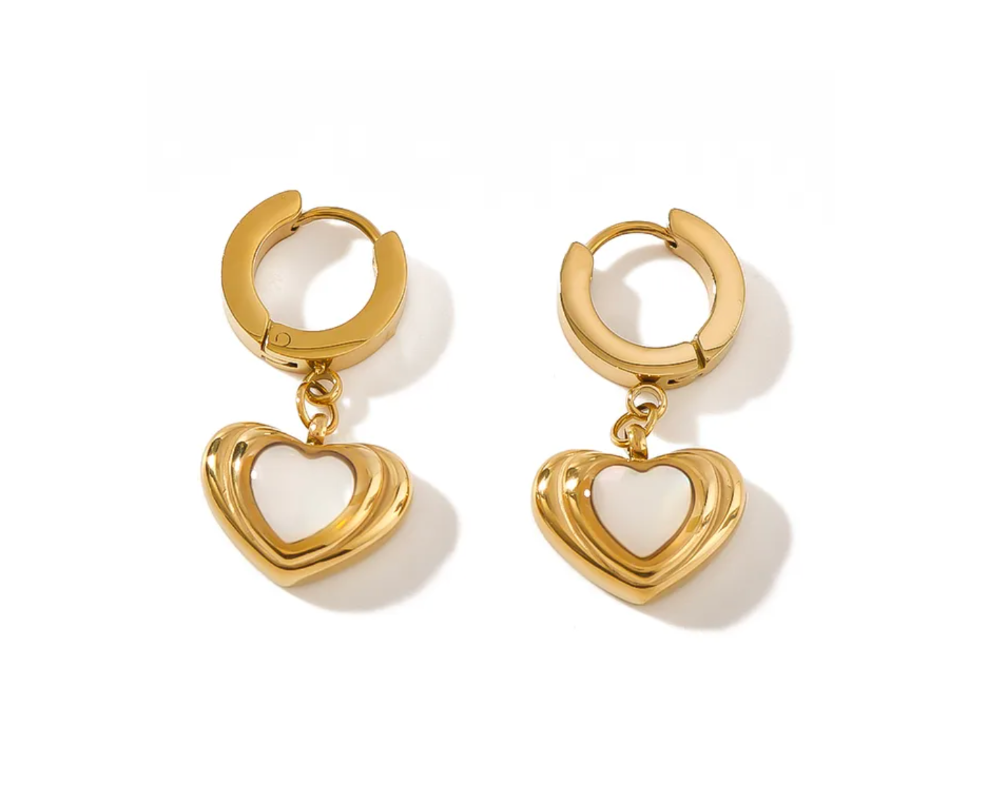 Gold Open Heart Drop Earrings