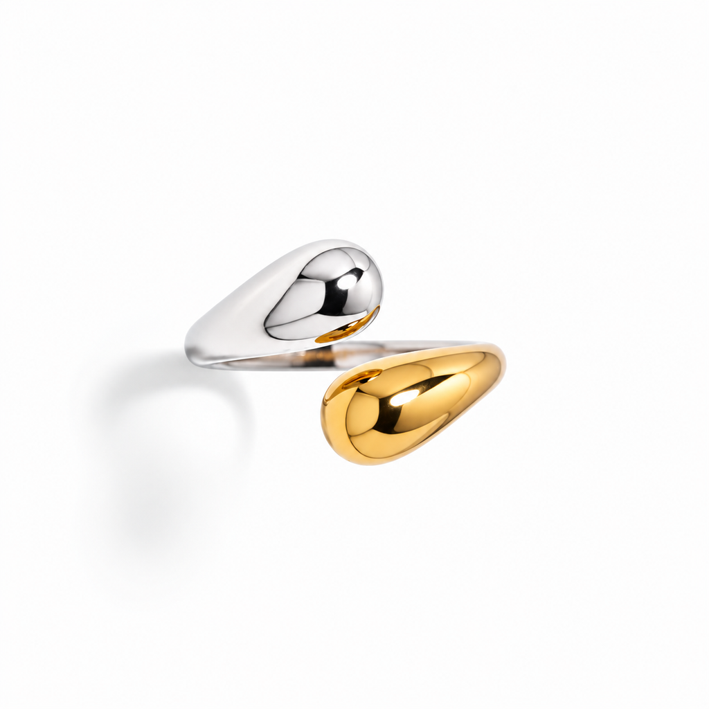 Two-Tone Geometric Open Ring