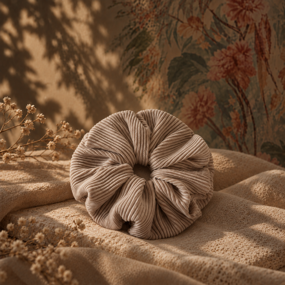 Velvet Scrunchie Beige