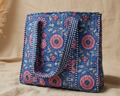 Blue Pink Floral Tote - Top
