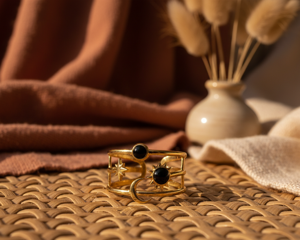 Celestial Black Onyx Ring Boho