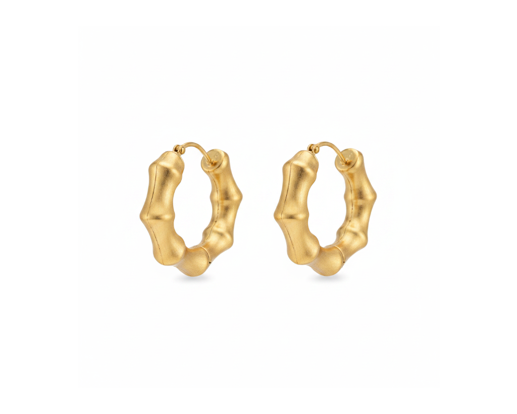 Gold Bamboo Hoops Angled