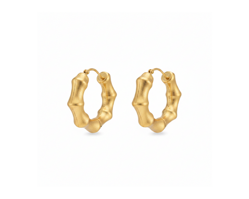 Gold Bamboo Hoops Angled