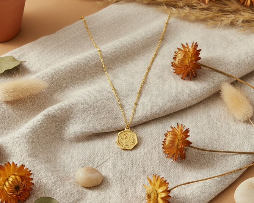 Vintage Bloom Coin Necklace