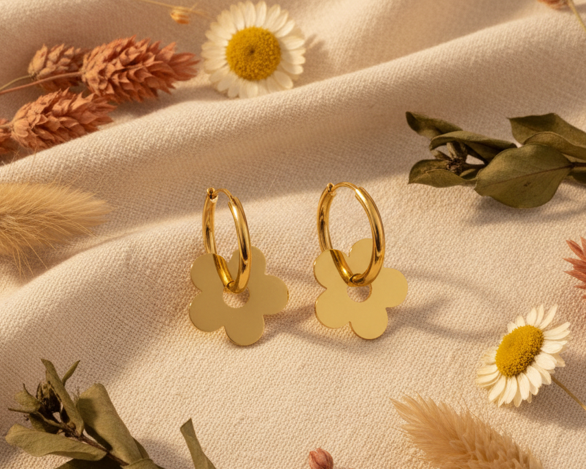 Retro Bloom Gold Earrings