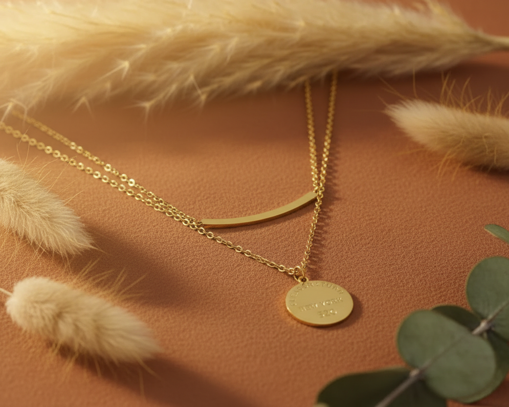 Layered Geo Bar Necklace