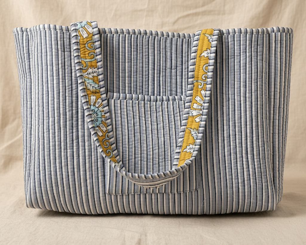 Grey Stripe Tote - Front