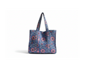 Quilted Kantha floral tote bag in dusty blue and pink on pure white background