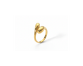 Gold geometric open ring on pure white background, studio product photography
