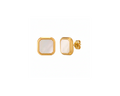 Square shell stud earrings on pure white background