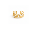 Three Pearl Gold Cuff Ring on pure white background