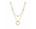 Gold Satellite Circle Necklace on pure white background