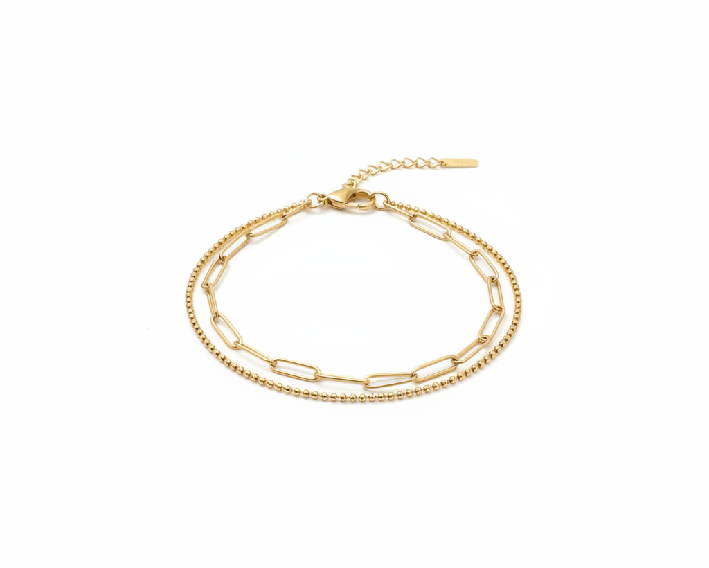 Luna Double Layer Bracelet on pure white background