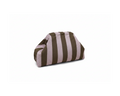 Striped knit cosmetic clutch bag on pure white background