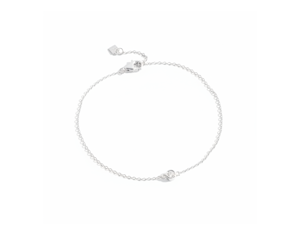 Silver Solitaire Bracelet on pure white background