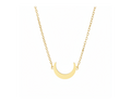 Gold Crescent Moon Pendant Necklace on pure white background