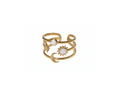 Celestial sun moon star cuff ring on pure white background