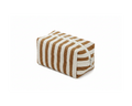 Striped canvas zip pouch in tan and cream on pure white background
