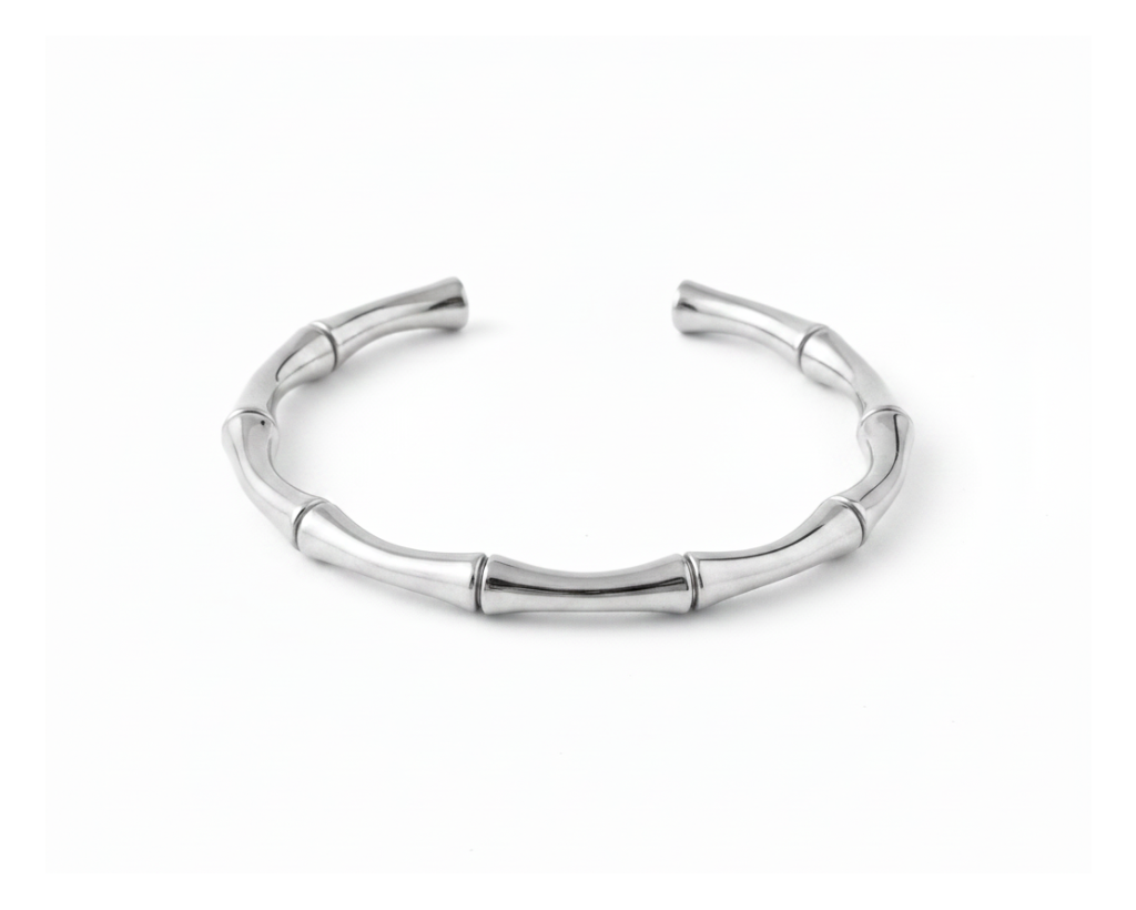 Aurora Silver Bangle on pure white background