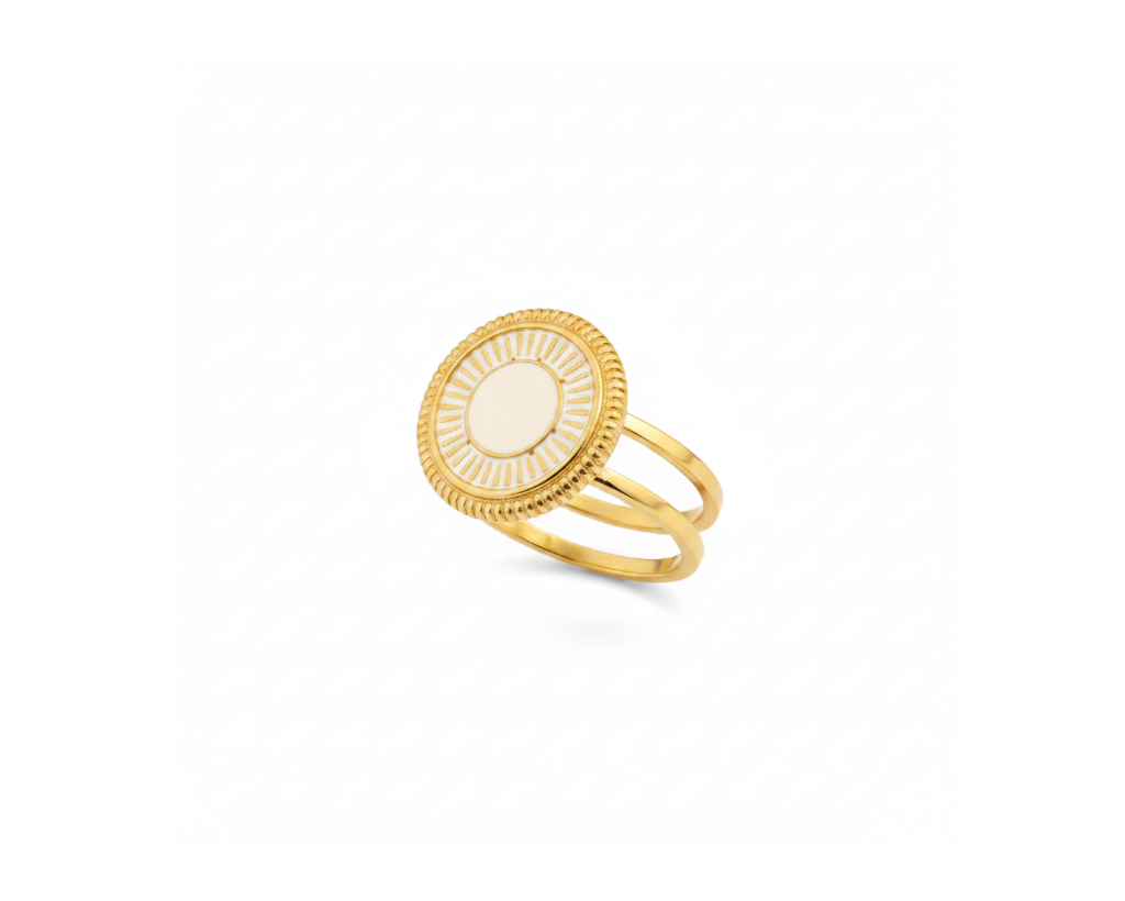 Solara Halo Ring angled view on pure white background
