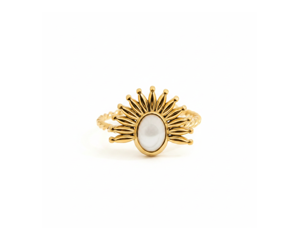 Solstice Bloom Ring on pure white background