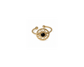 Gold sun ring with black stone centre on pure white background