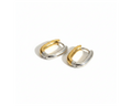Gold Silver Oval Hoop Earrings on pure white background