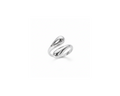 Silver geometric open ring on pure white background, studio product photography