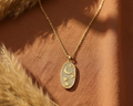 Celestial Moon & Stars Oval Pendant Necklace gold - boho background