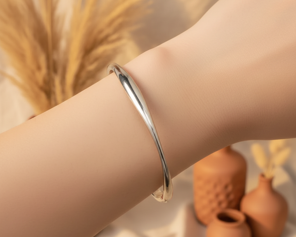 Luna Flow Silver Cuff Bangle – Boho