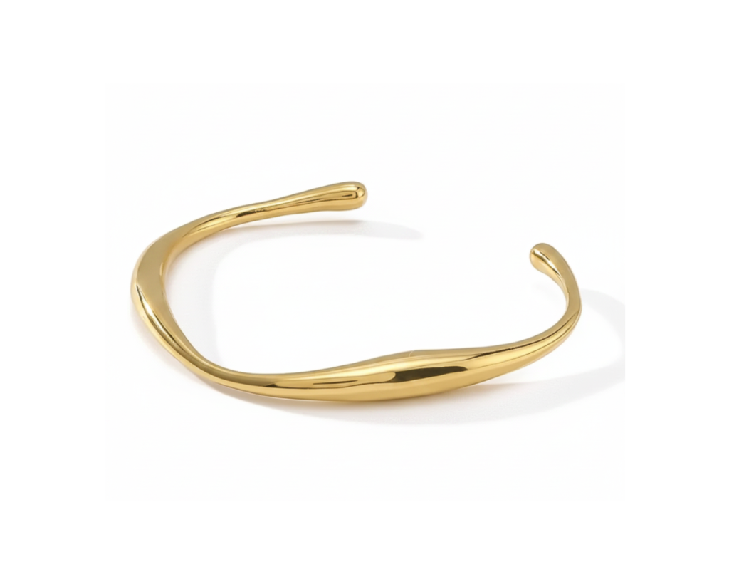 Luna Gold Cuff Bangle – Pure White Background