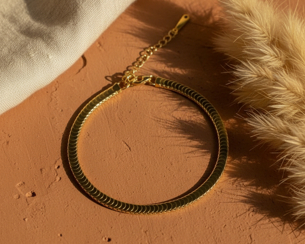 Luxe Herringbone Gold Bracelet – Boho