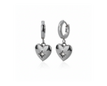 Silver Puffy Heart Huggie Earrings Clean White