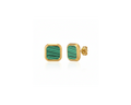Square Green Shell Stud Earrings – White Background