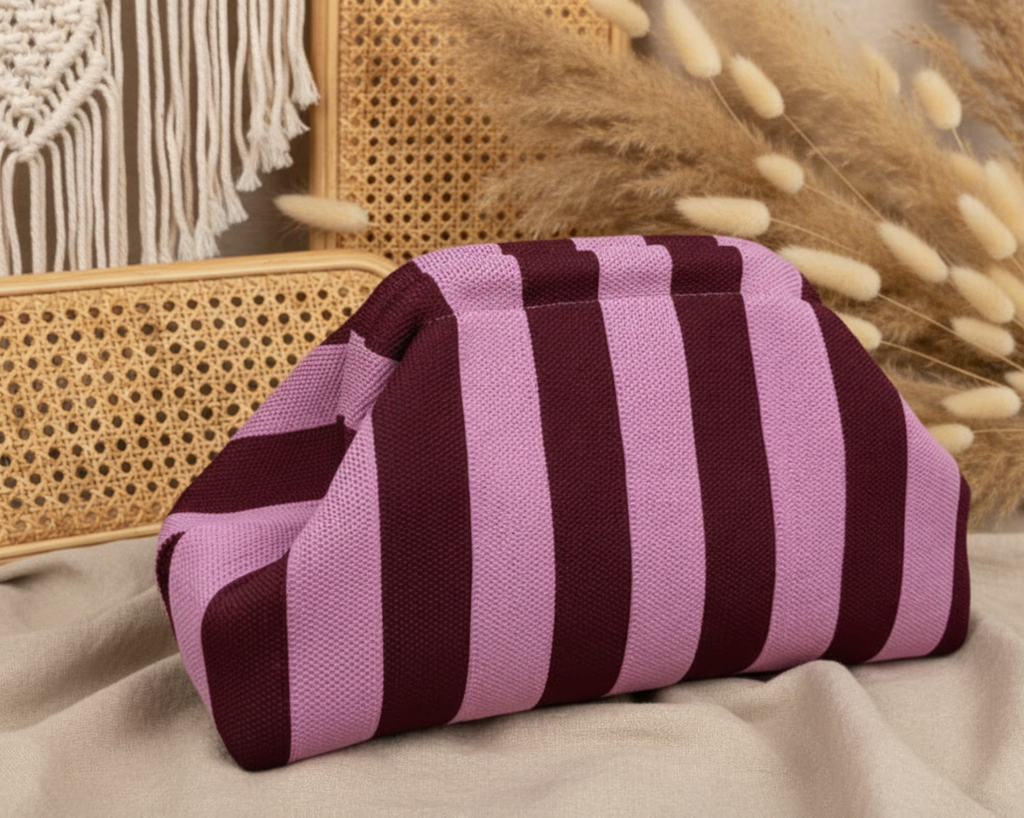 Striped Knit Clutch — Boho Background