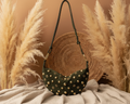 Studded Crescent Shoulder Bag – Green