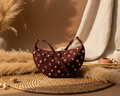 Studded Crescent Shoulder Bag – Wine Red